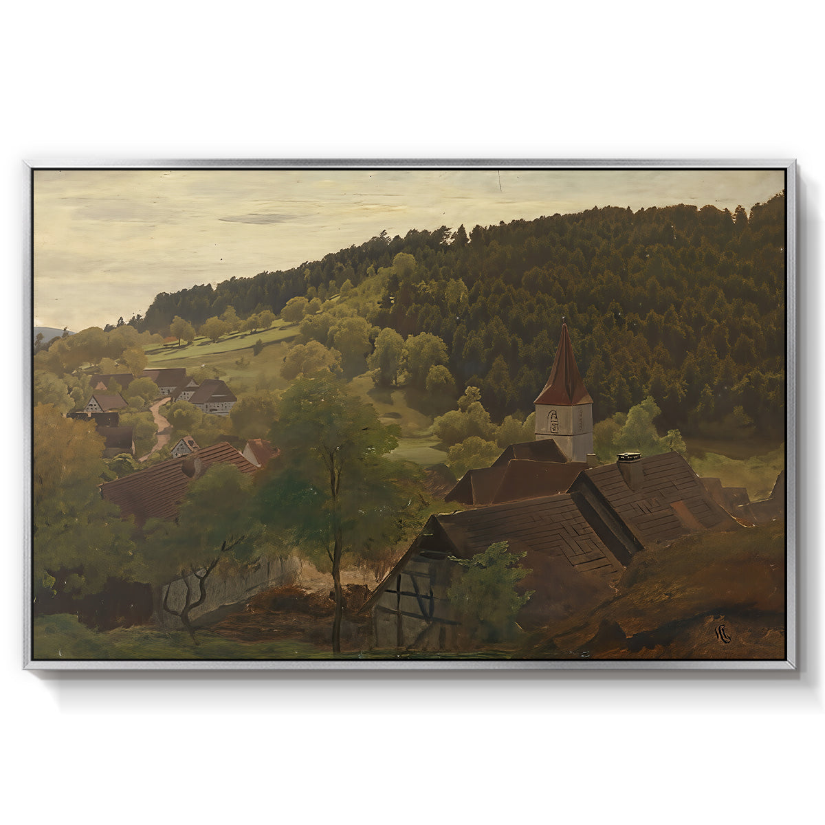 Landscape from Ebersteinburg in Baden, 1876 - Floater Framed Canvas Print