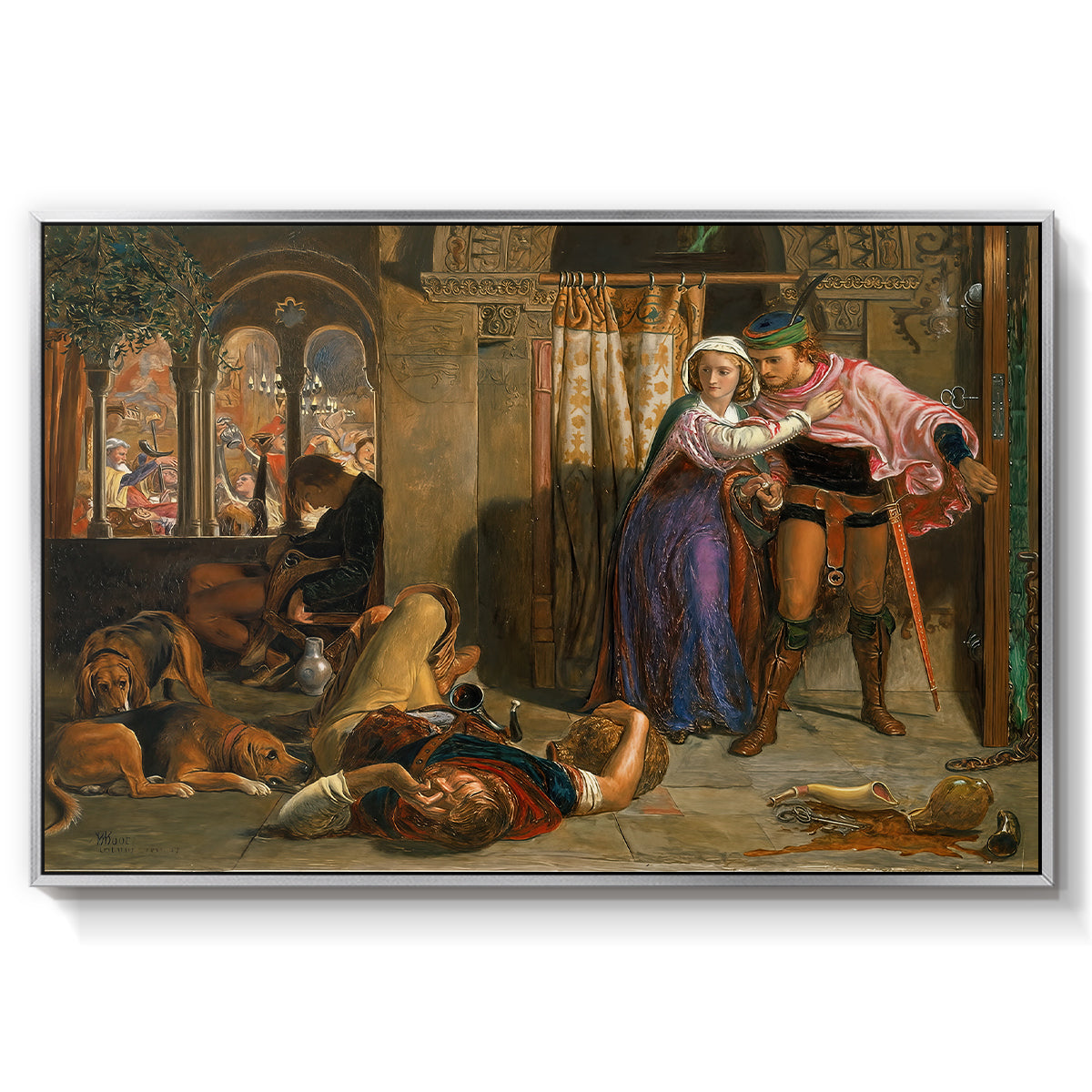 The Flight of Madeline and Porphyro, 1848 - Floater Framed Canvas Print