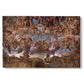 Canvas art print portraying a dense composition of human figures in dramatic judgment scene, set against a white background