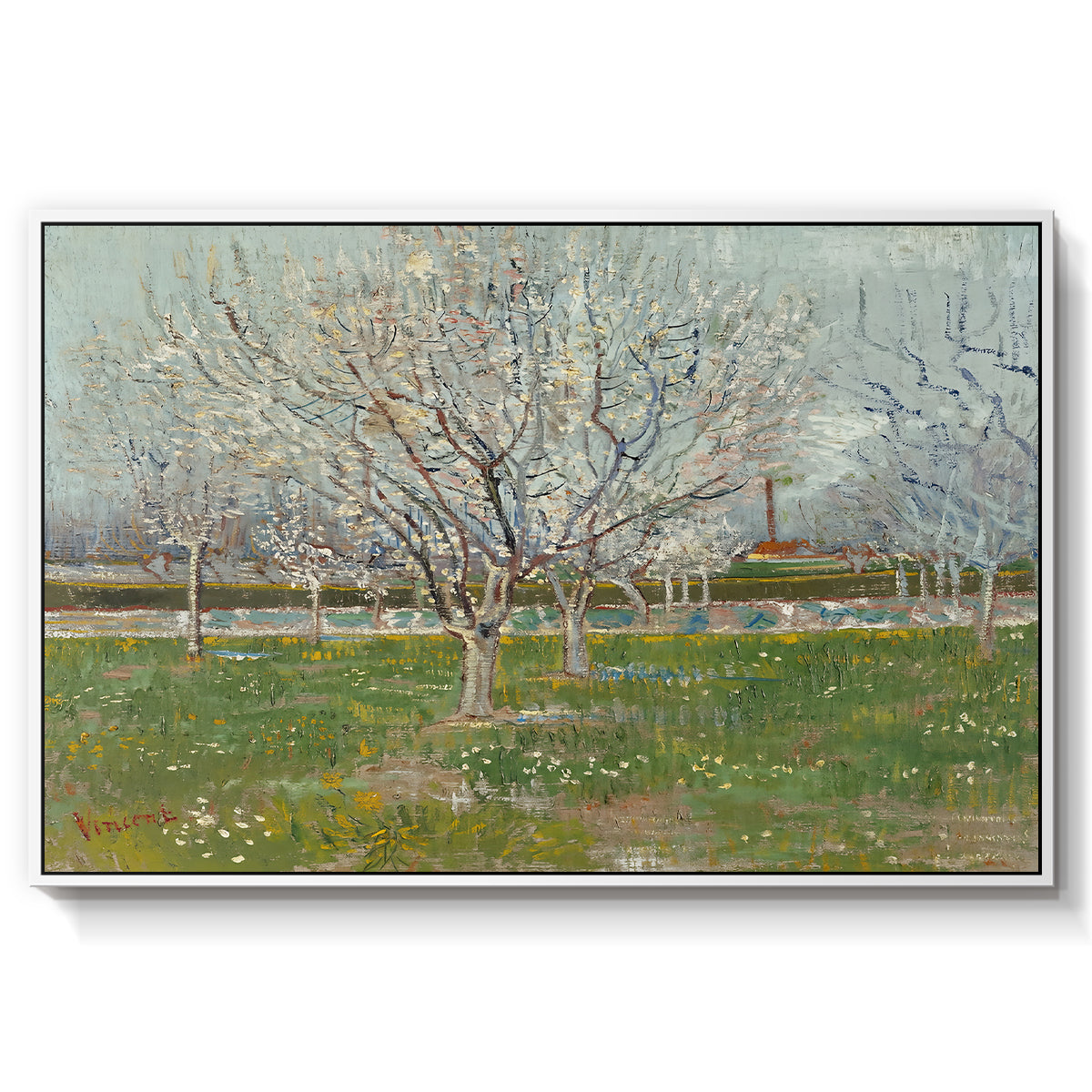 Orchard in Blossom (Plum Trees), 1888 - Floater Framed Canvas Print