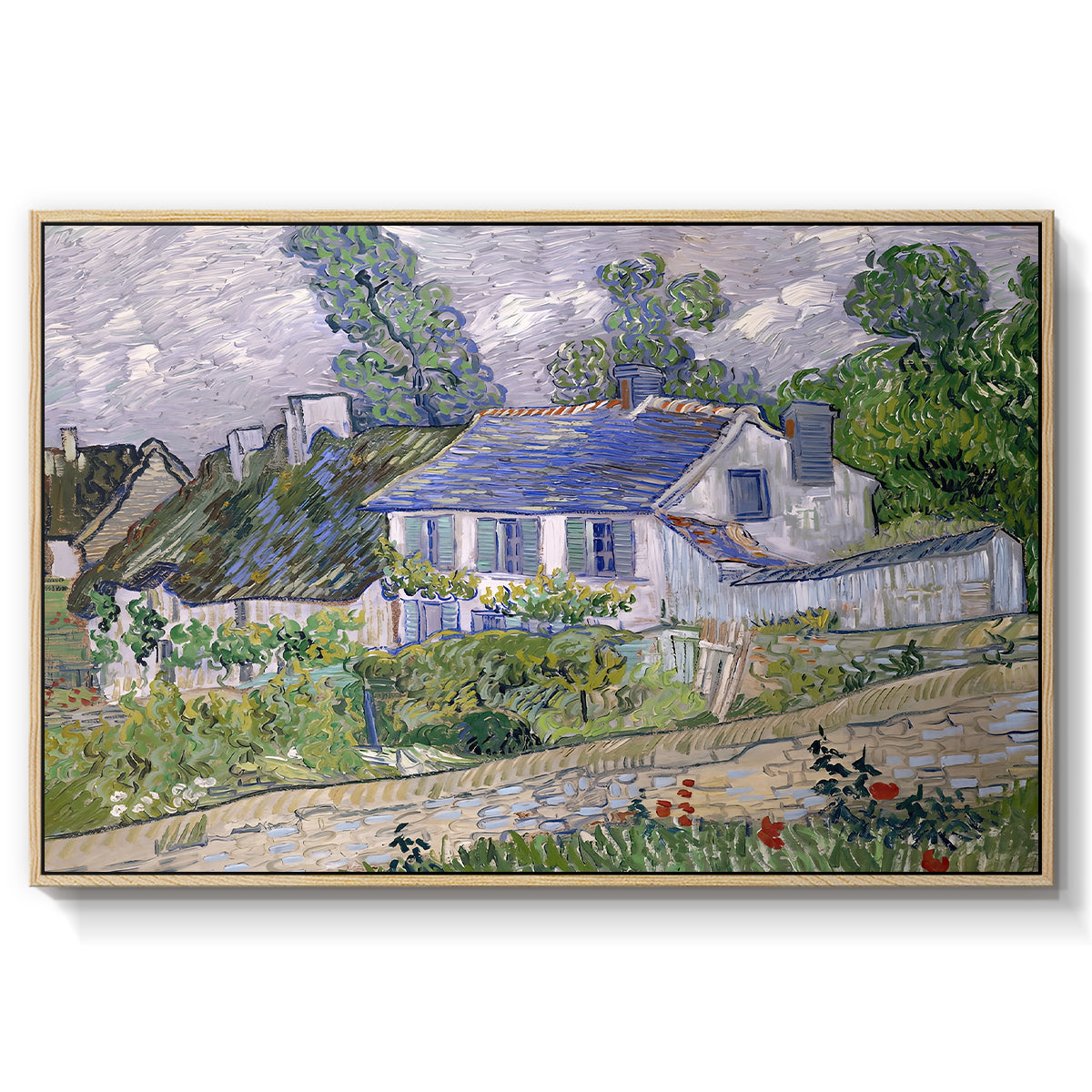 Houses in Auvers, 1890 - Floater Framed Canvas Print