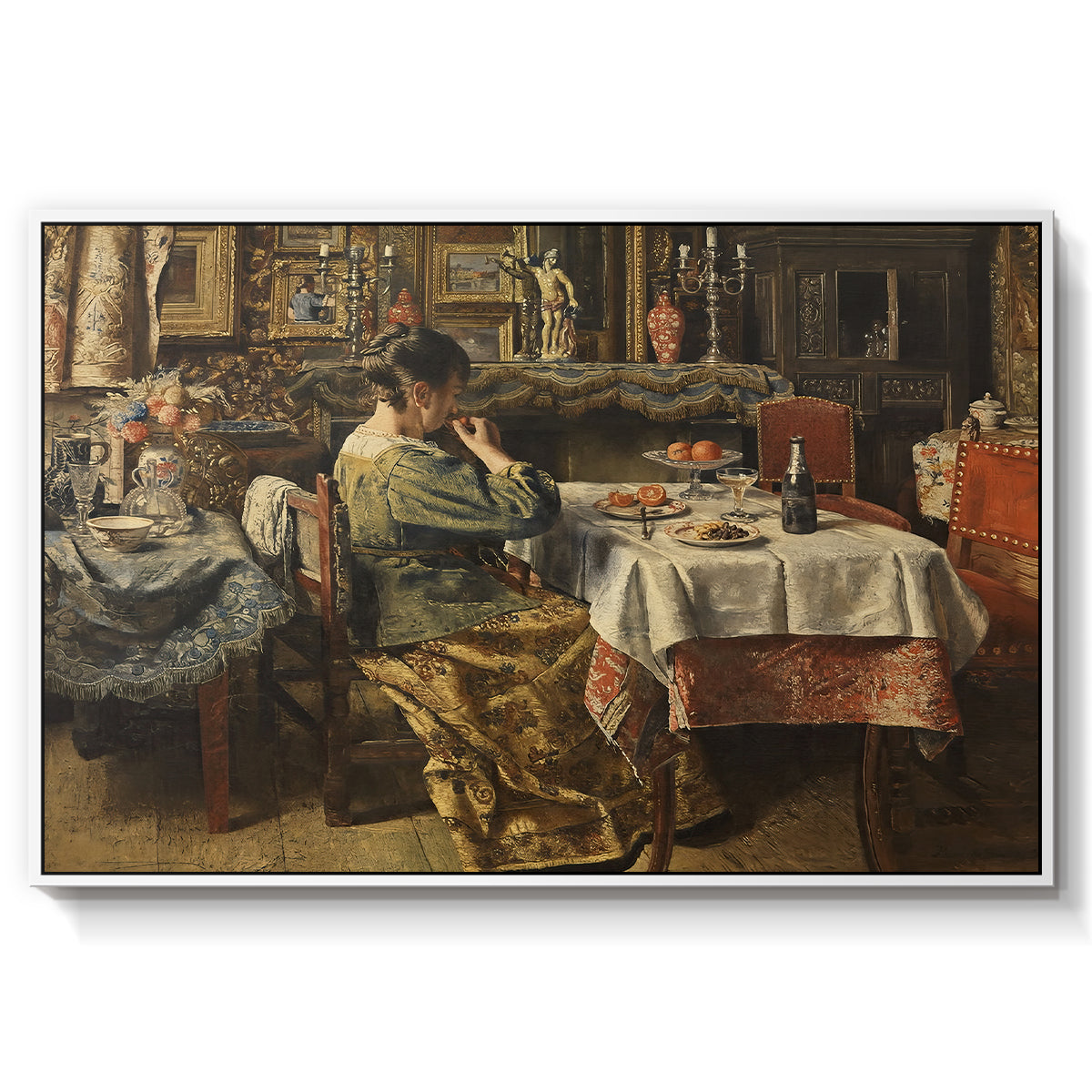The Meal (De maaltijd), c. 1885 - Floater Framed Canvas Print