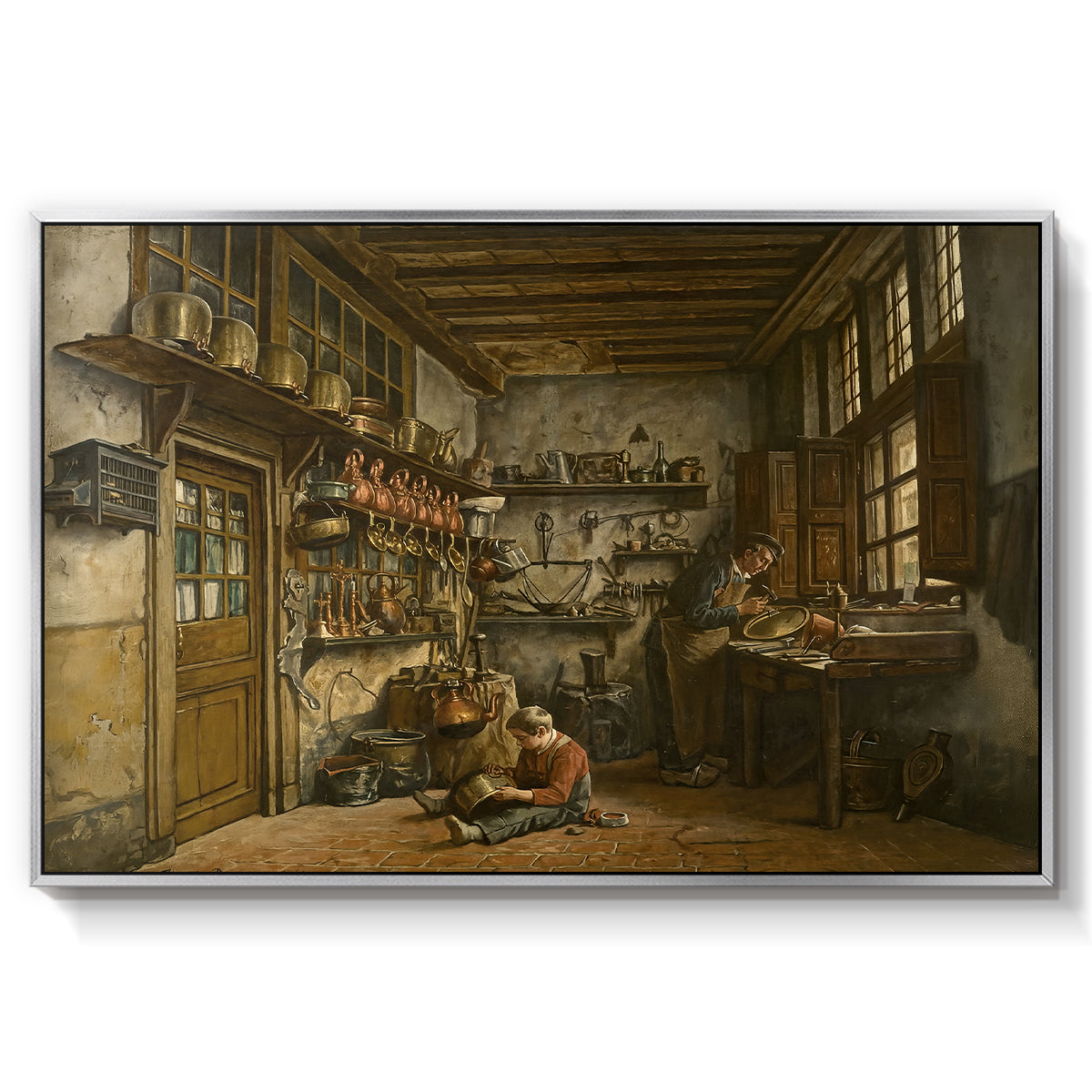 The Tinker, 1861 - Floater Framed Canvas Print