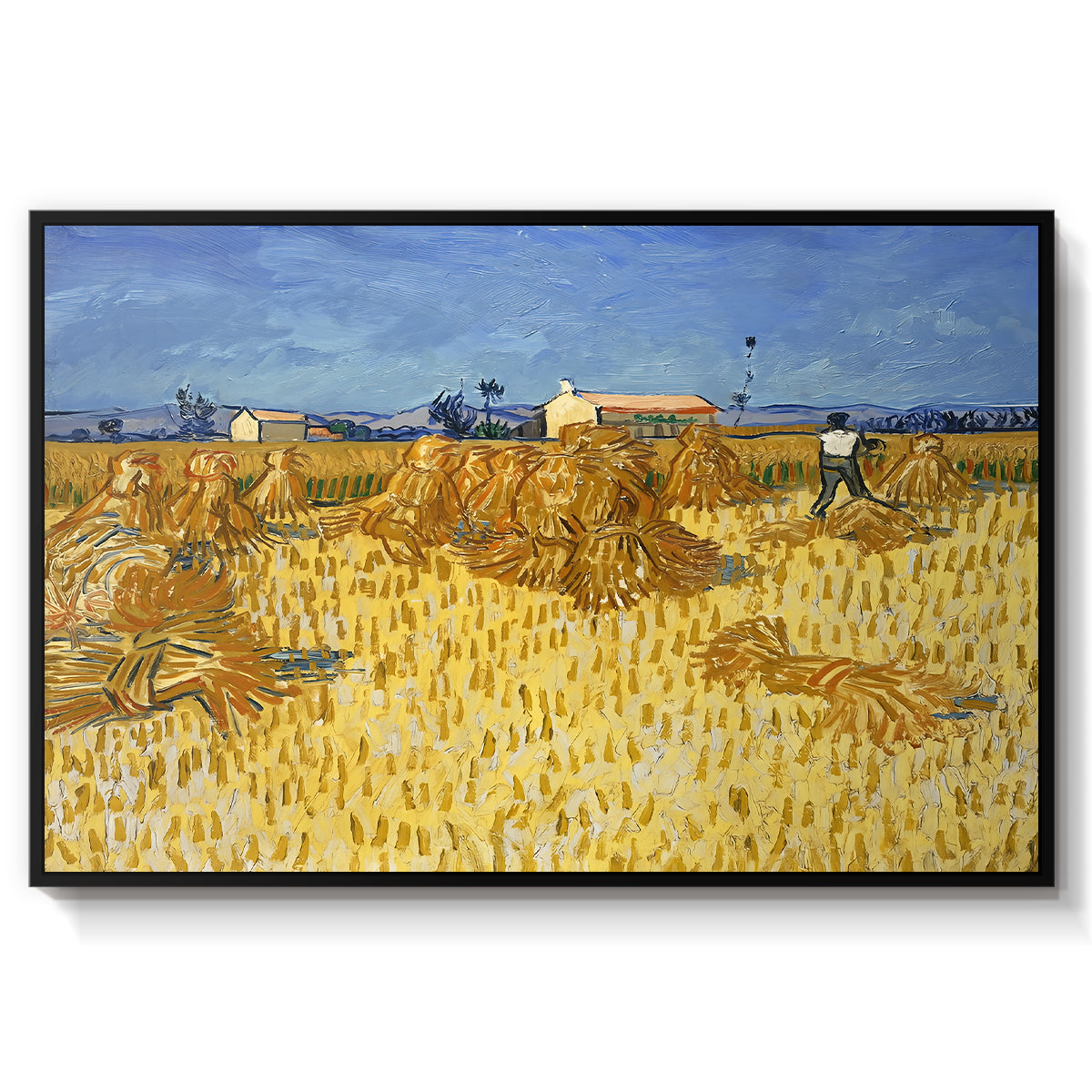 Wheat Field with Sheaves (Harvest in Provence), 1888 - Floater Framed Canvas Print