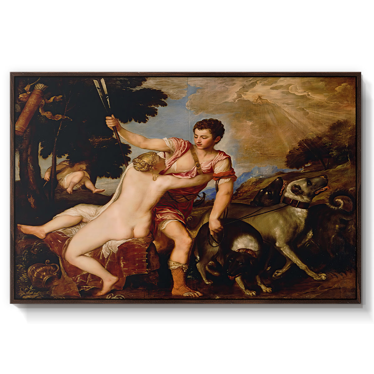 Venus and Adonis, 1554 - Floater Framed Canvas Print