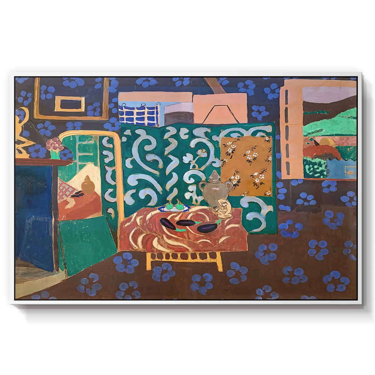 Interior with Aubergines, 1911 - Floater Framed Canvas Print