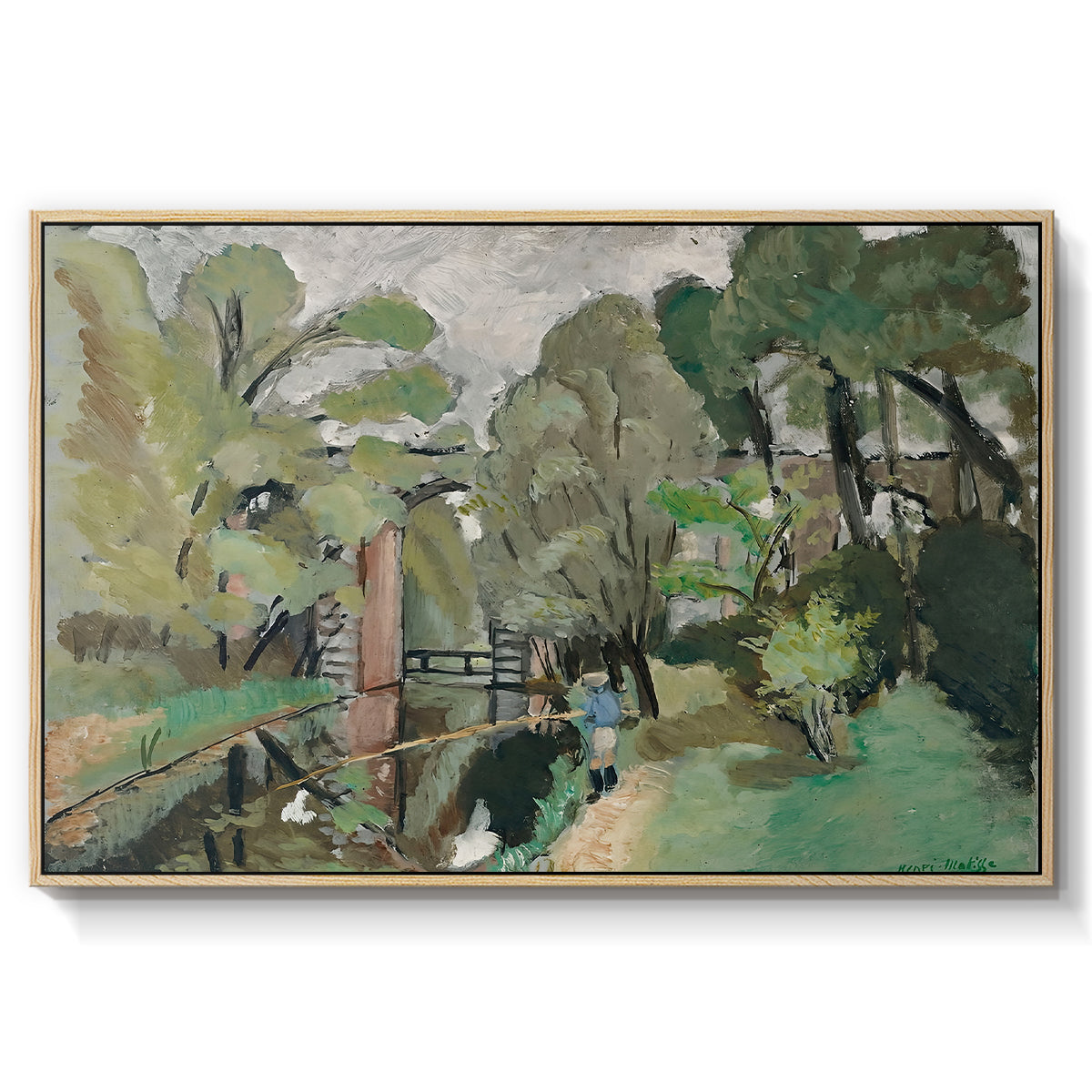 The Little Fisherman, Maintenon, 1918 - Floater Framed Canvas Print