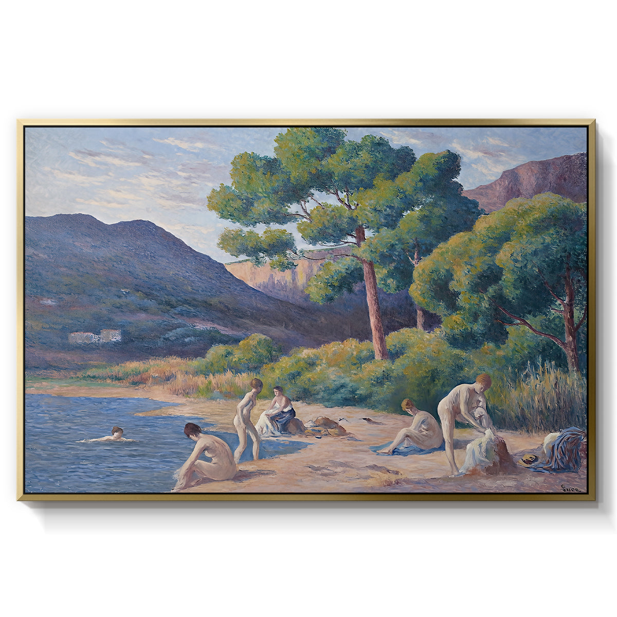 Bathers in Saint-Tropez, c. 1909 - Floater Framed Canvas Print