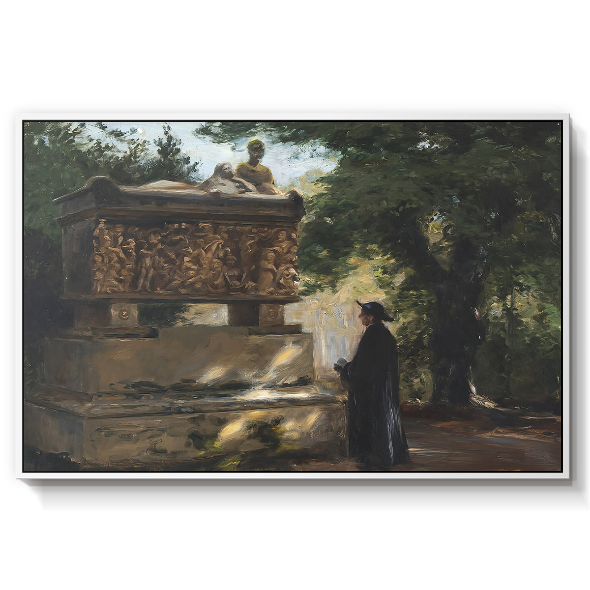 A Catholic Priest in Front of a Sarcophagus, c. 1857 - Floater Framed Canvas Print