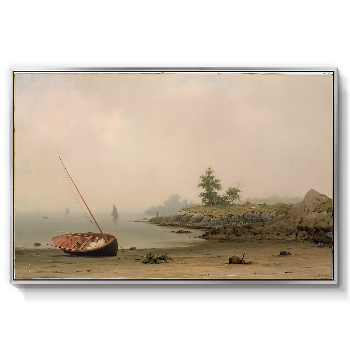 The Stranded Boat, 1863 - Floater Framed Canvas Print