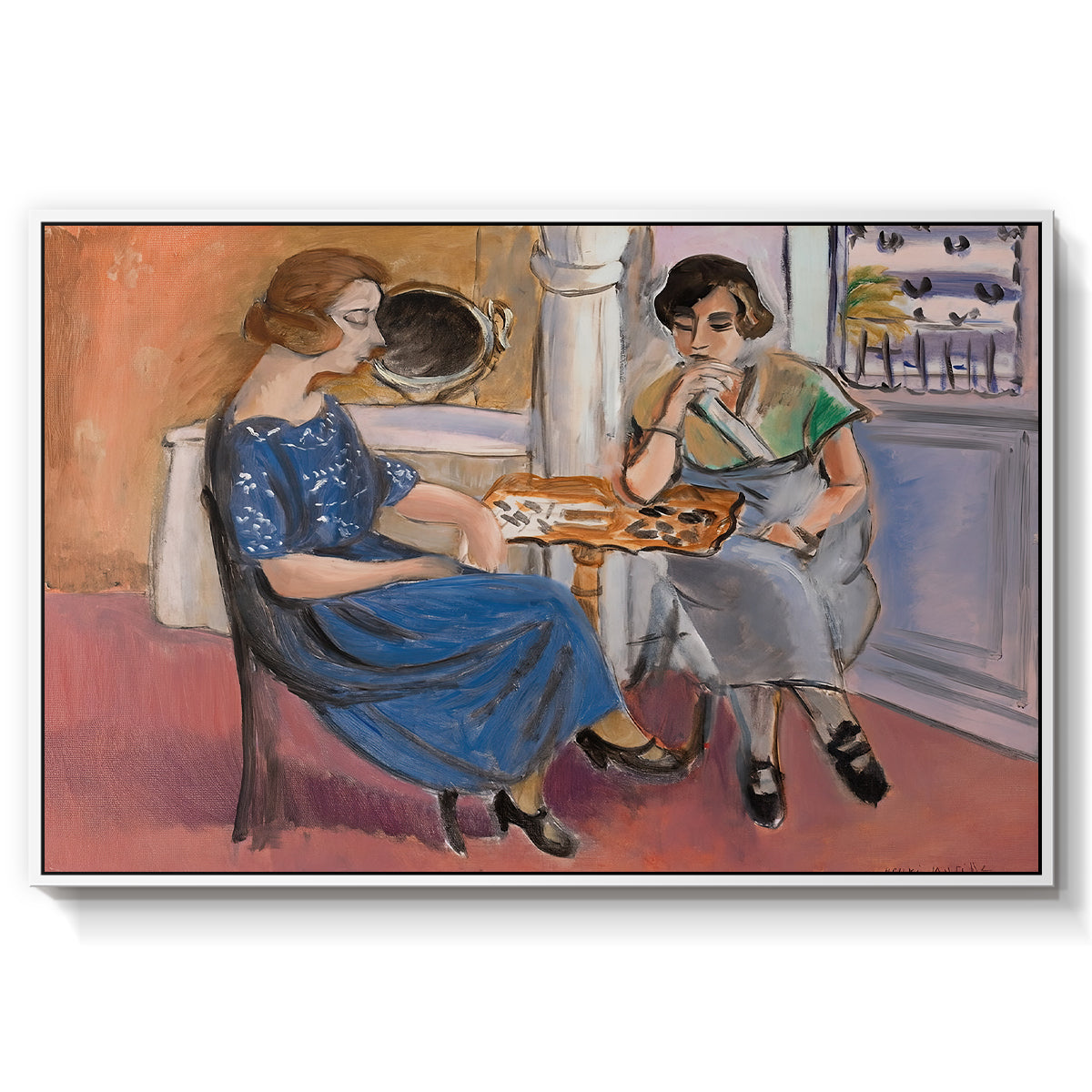 Domino Players, 1921 - Floater Framed Canvas Print