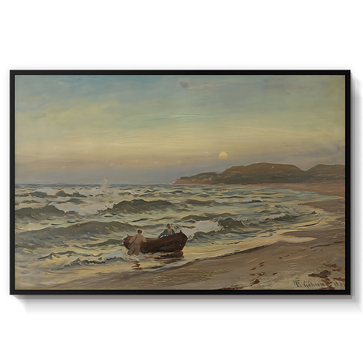 Storm at Rügen, 1882 - Floater Framed Canvas Print