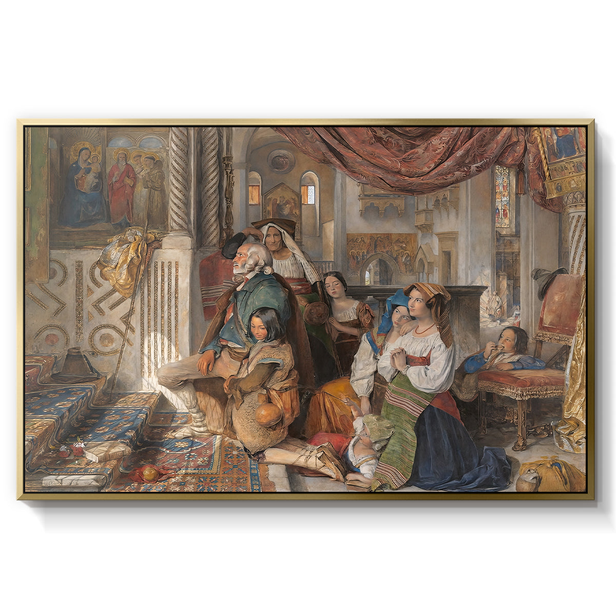 Roman Pilgrims, 1854 - Floater Framed Canvas Print