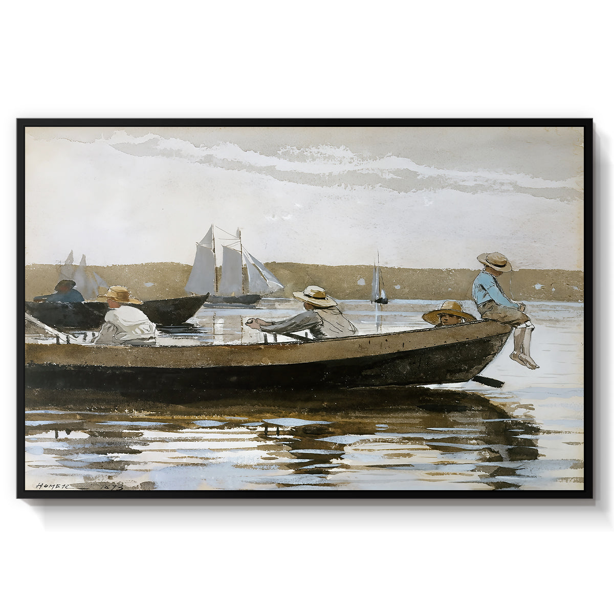 Boys in a Dory, 1873 - Floater Framed Canvas Print