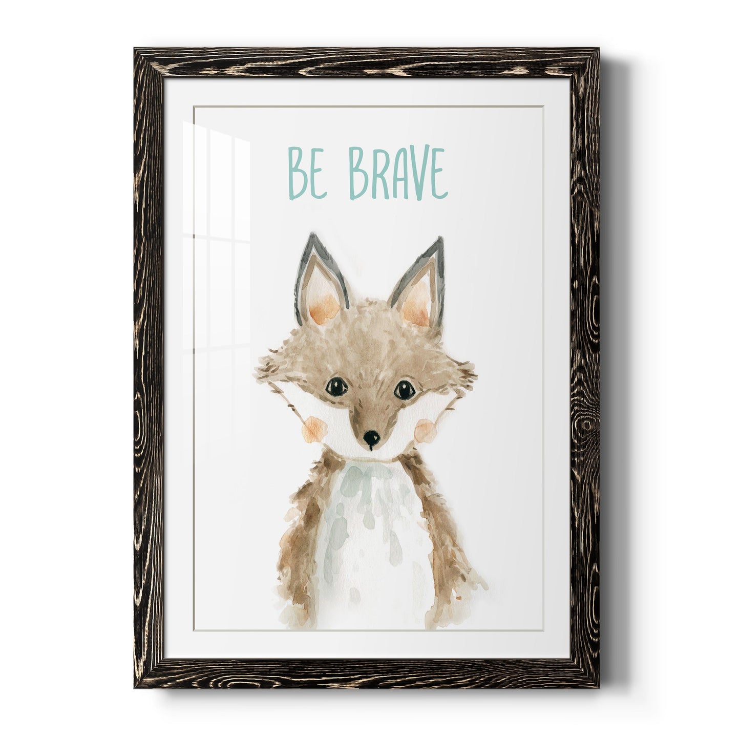 Be Brave Fox - Premium Framed Print - Distressed Barnwood Frame - Ready to Hang