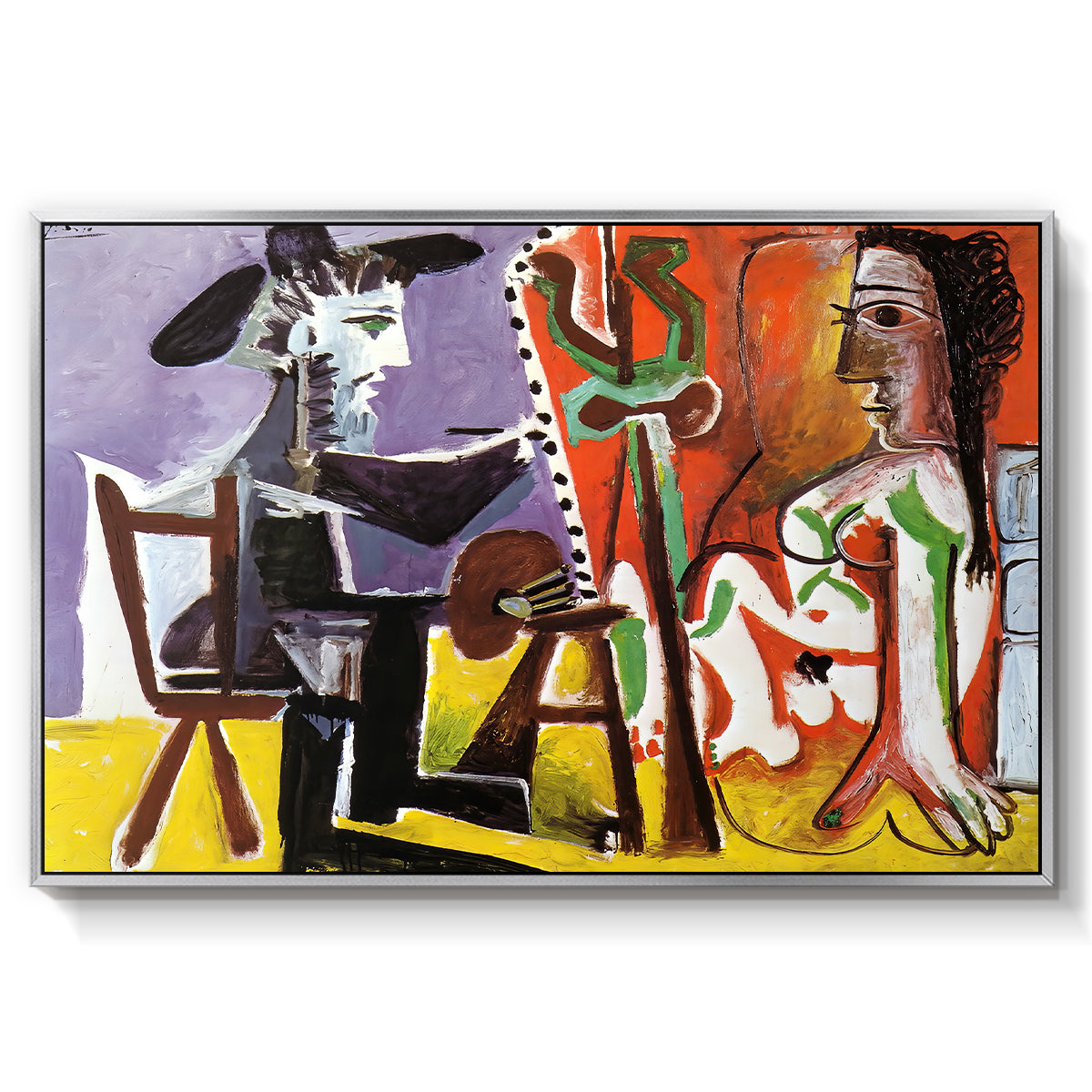 The Painter and His Model, 1963 - Floater Framed Canvas Print