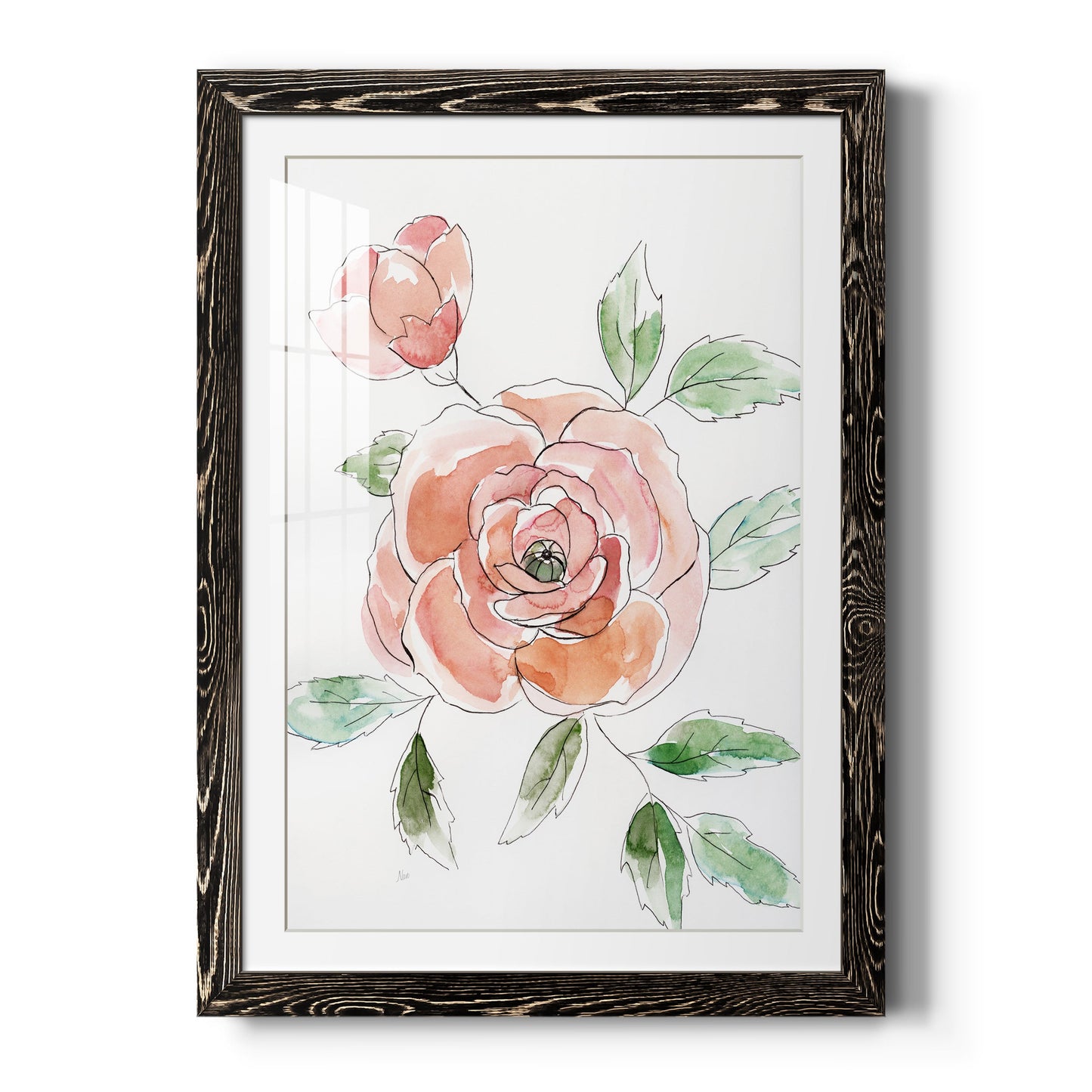 Rose Contour - Barnwood Framed Art Print