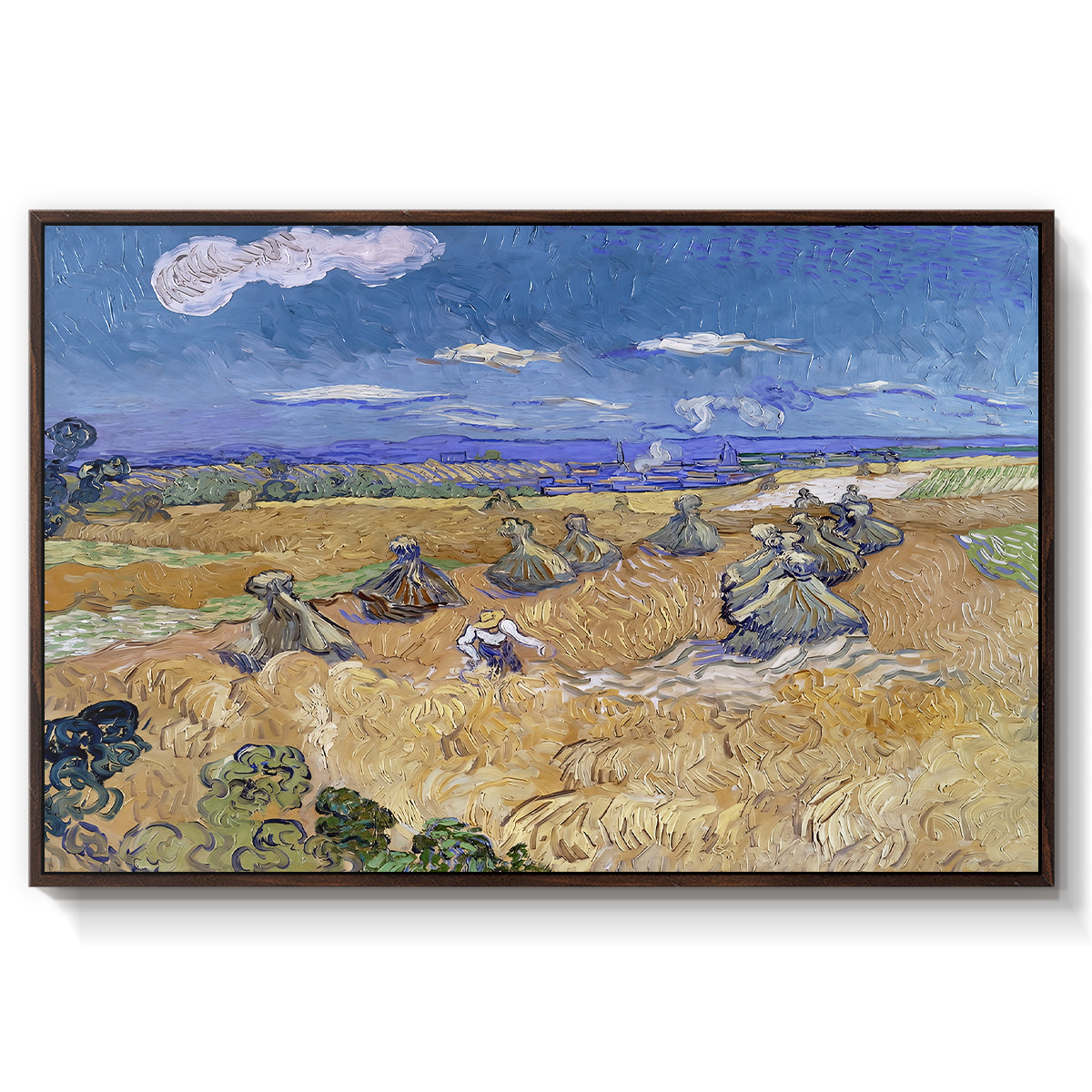 Wheat Field with Reaper, Auvers, 1888 - Floater Framed Canvas Print