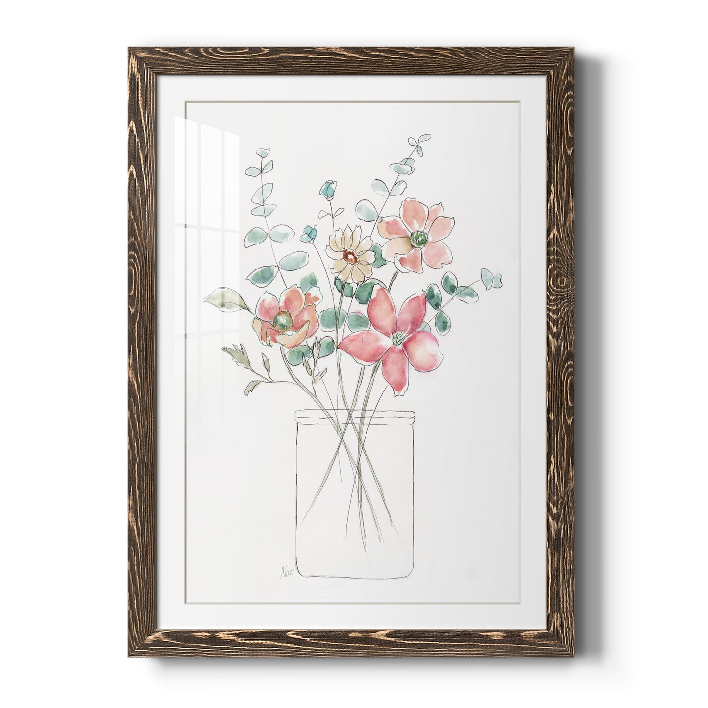 Whimsical Wildflowers I - Premium Framed Print - Distressed Barnwood Frame - Ready to Hang