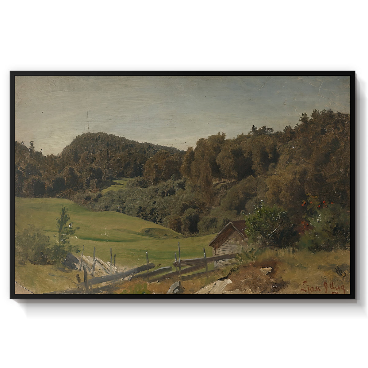 Landscape at Ljan, 1858 - Floater Framed Canvas Print