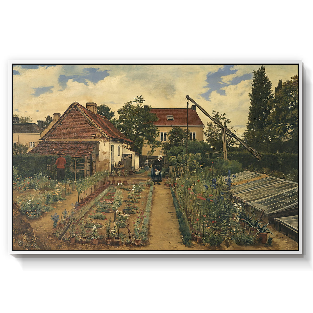 Garden of a Florist (The Flower Garden), 1864 - Floater Framed Canvas Print