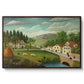Pastoral Landscape with Stream, Fisherman and Strollers, 1875-1880 - Floater Framed Canvas Print