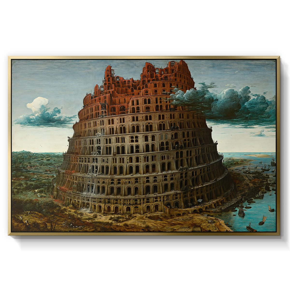 The Tower of Babel, c. 1568 - Floater Framed Canvas Print