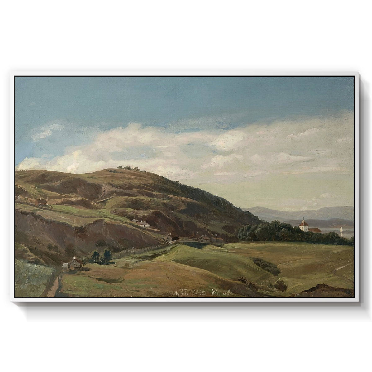 Ekeberg and Oslo Church, 1852 - Floater Framed Canvas Print