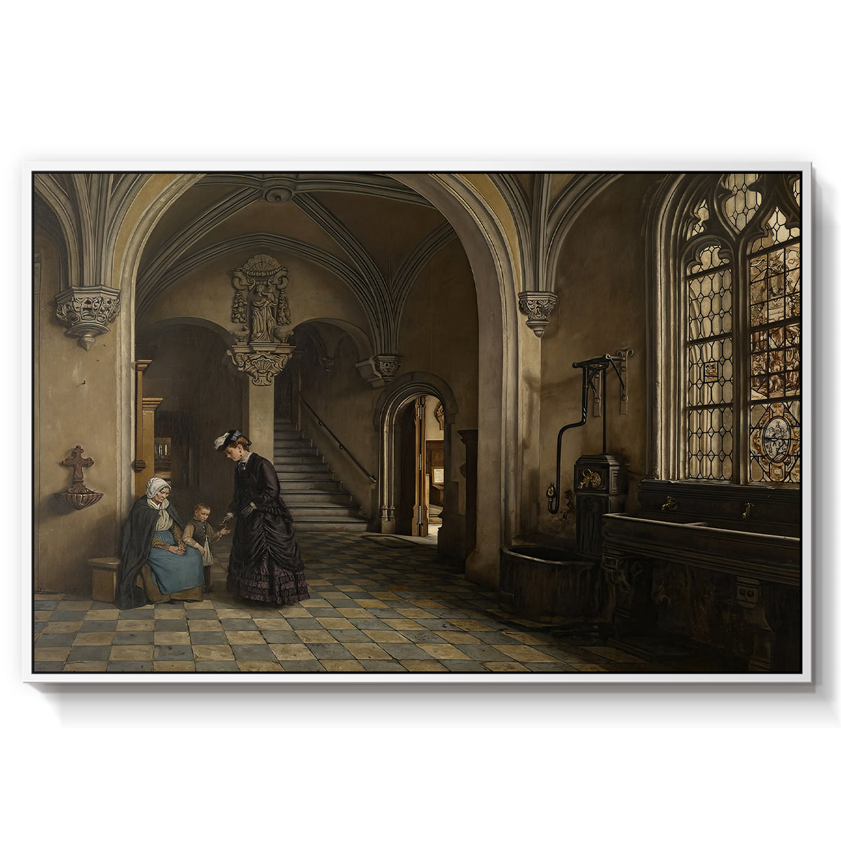 Interior of the Church of Saint Paul in Antwerp, c. 1865-1869 - Floater Framed Canvas Print