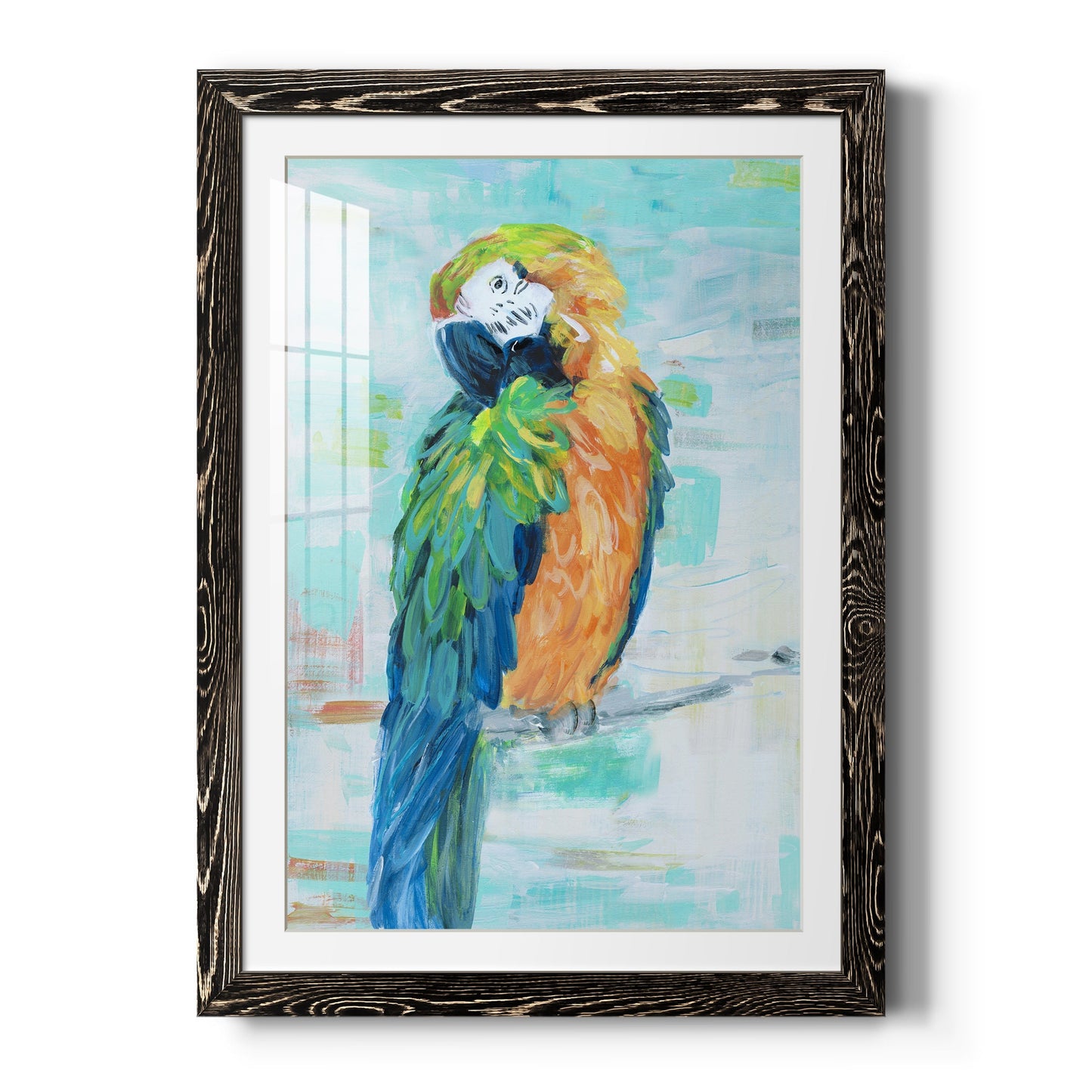 Island Parrot II - Barnwood Framed Art Print