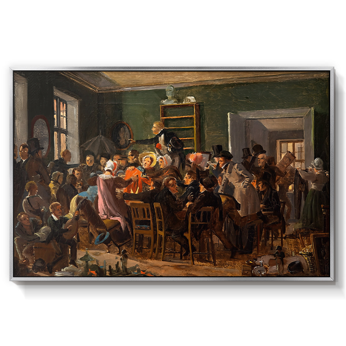 An Auction Scene, 1835 - Floater Framed Canvas Print