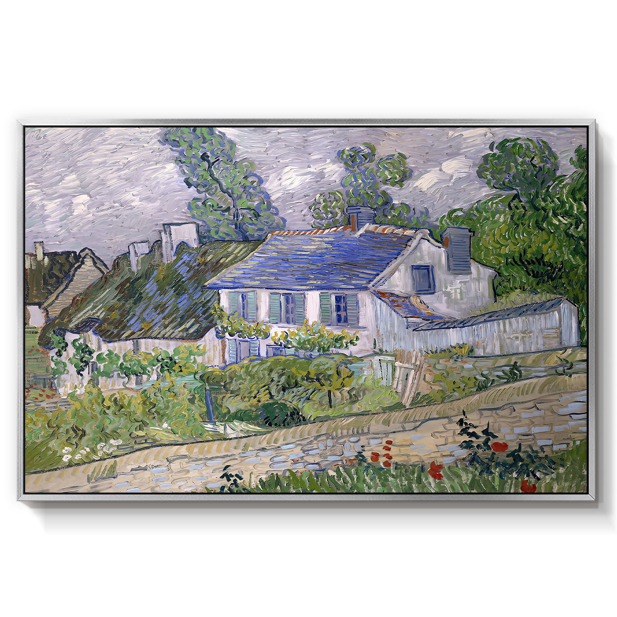 Houses in Auvers, 1890 - Floater Framed Canvas Print