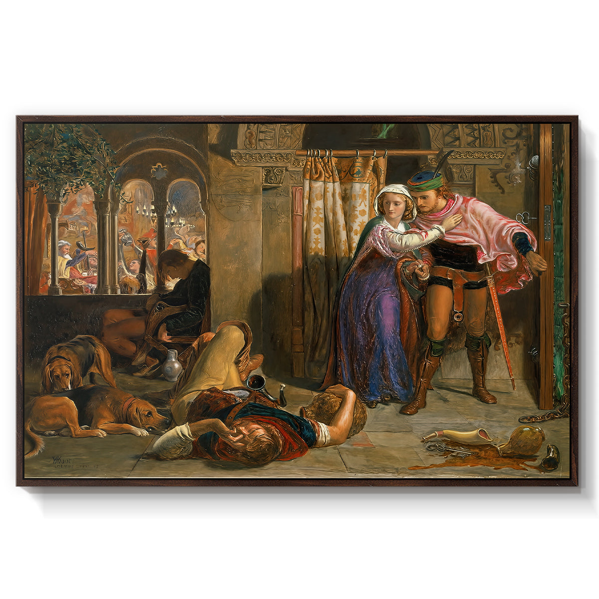 The Flight of Madeline and Porphyro, 1848 - Floater Framed Canvas Print