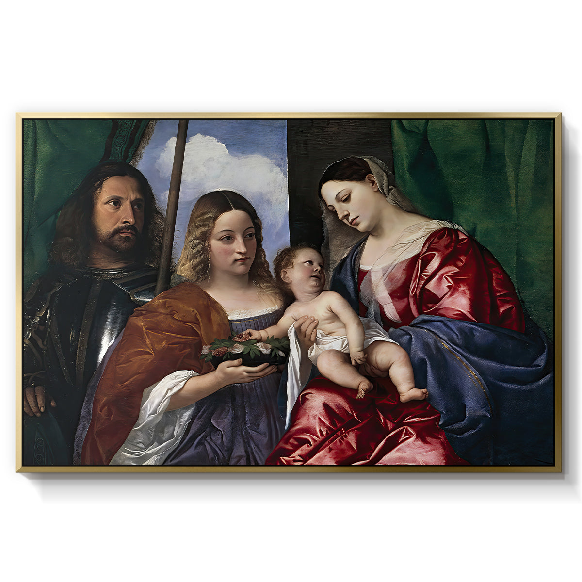 Madonna and Child with Saints Dorothy and George, c. 1516 - Floater Framed Canvas Print