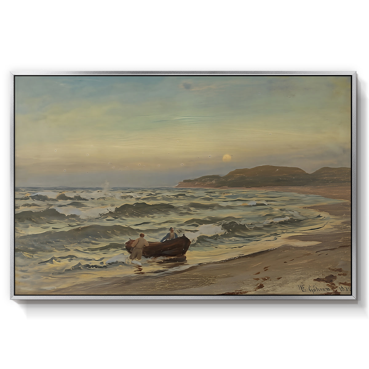 Storm at Rügen, 1882 - Floater Framed Canvas Print