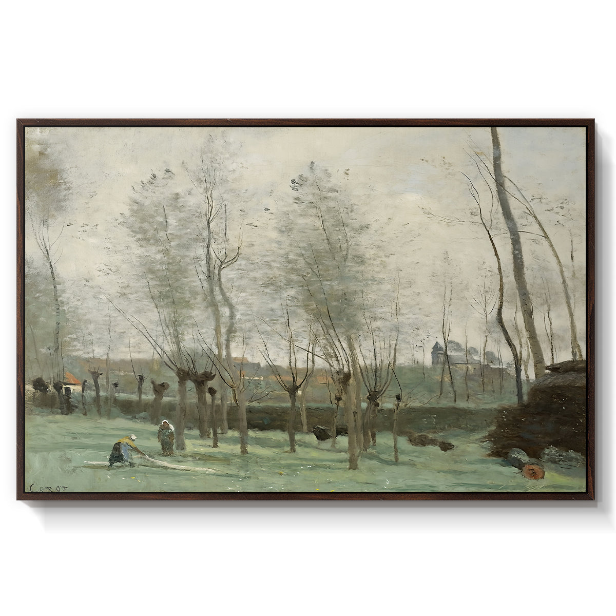 Washerwomen in a Willow Grove, c. 1871 - Floater Framed Canvas Print