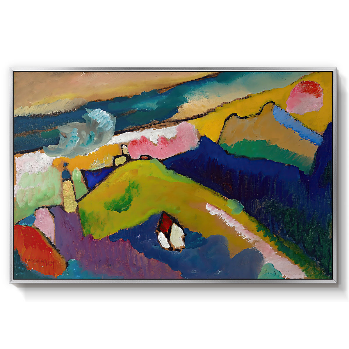 Murnau Mountain Landscape with Church, 1910 - Floater Framed Canvas Print