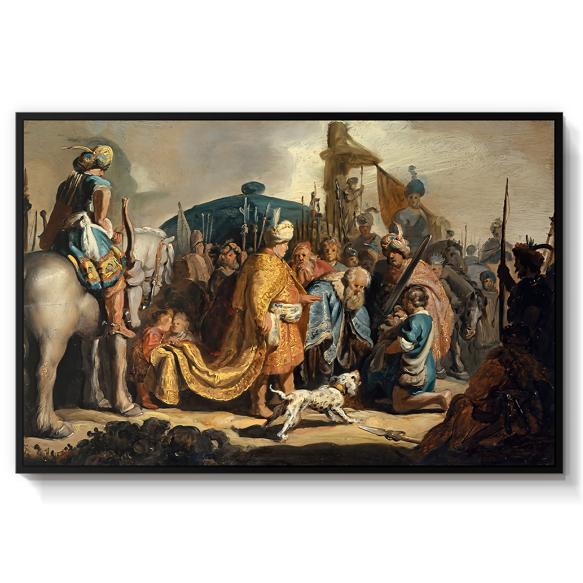 David with Goliath's Head in front of Saul, for Rembrandt, 1627 - Floater Framed Canvas Print