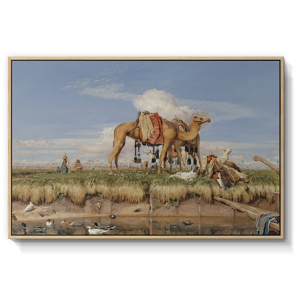 On the Banks of the Nile, Upper Egypt, 1876 - Floater Framed Canvas Print