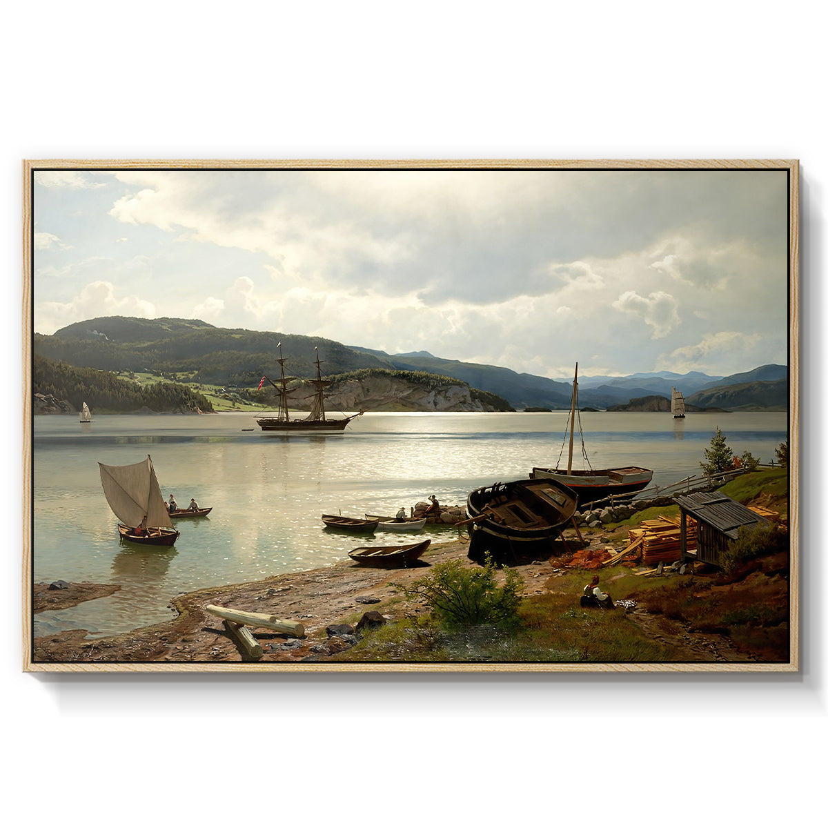 By the Water, 1876 - Floater Framed Canvas Print