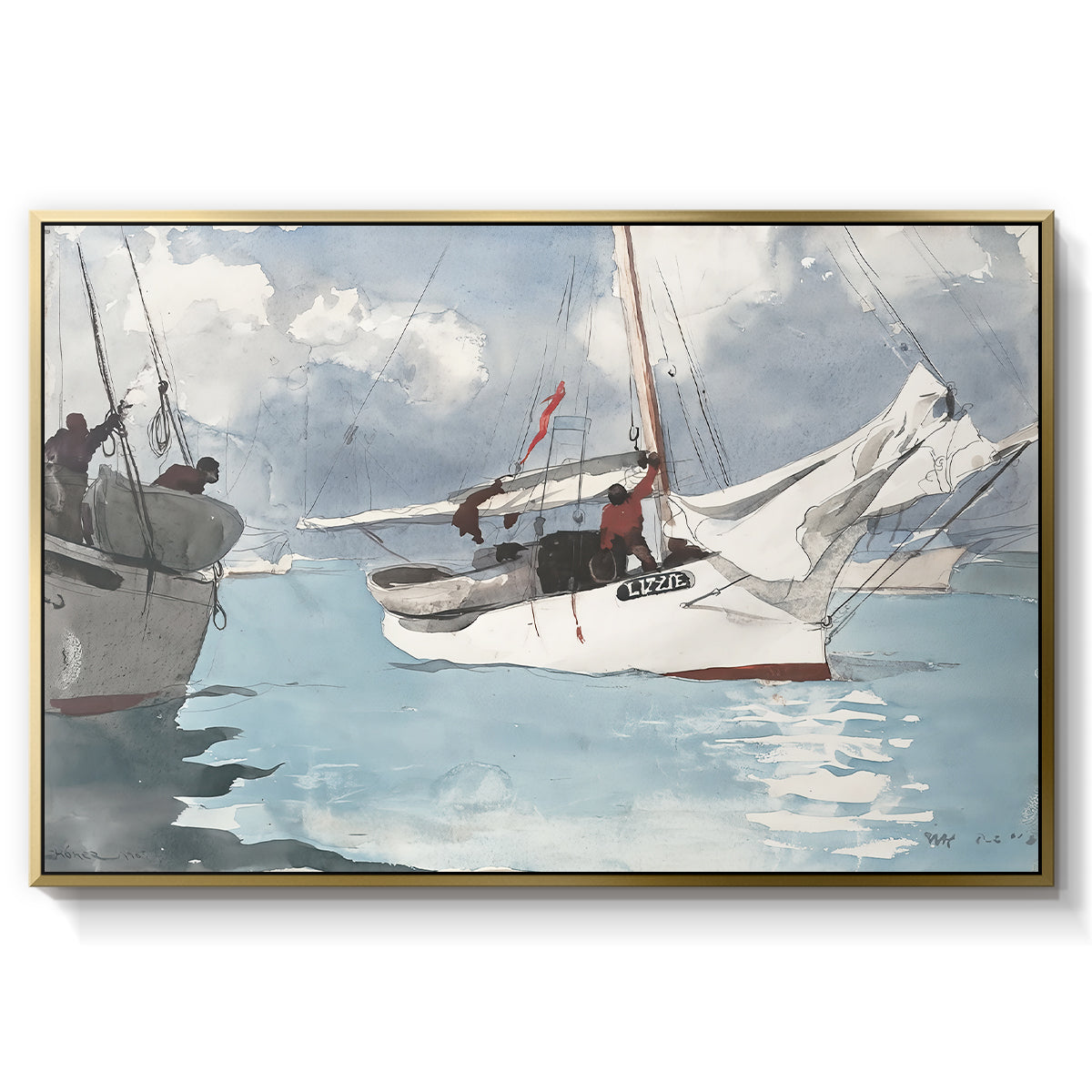 Fishing Boats, Key West, 1903 - Floater Framed Canvas Print