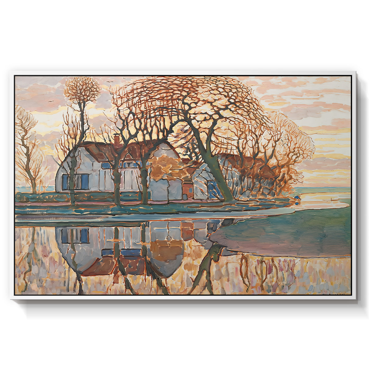 Farm near Duivendrecht, c. 1916 - Floater Framed Canvas Print
