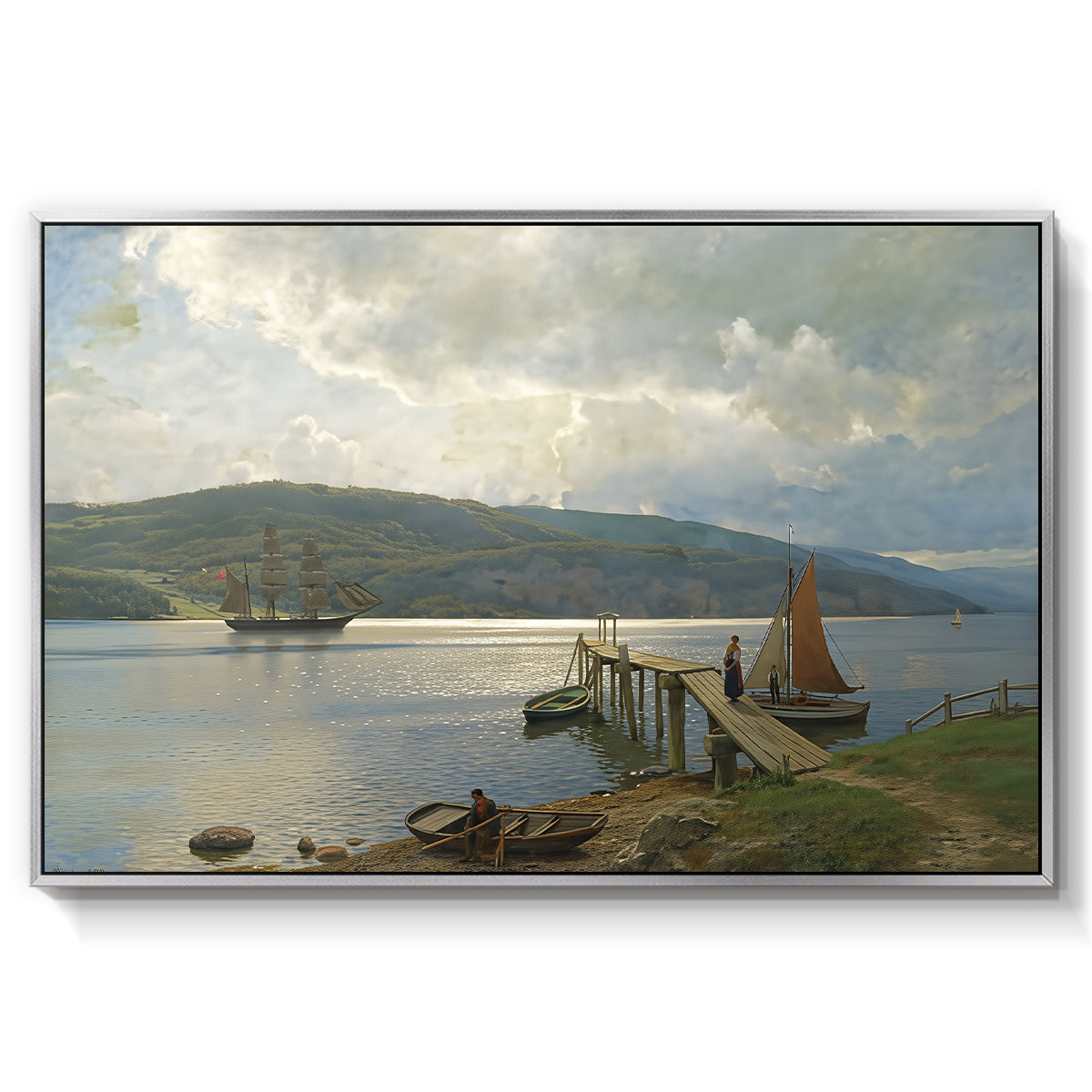 The Jetty at Feste near Moss, 1898 - Floater Framed Canvas Print