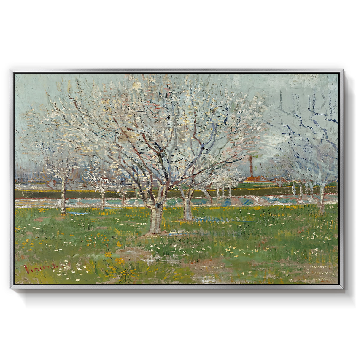 Orchard in Blossom (Plum Trees), 1888 - Floater Framed Canvas Print
