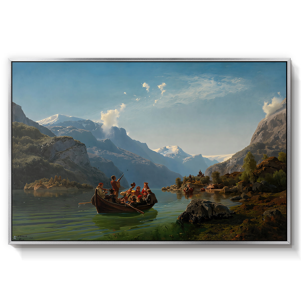 Bridal Procession on the Hardangerfjord, 1848 - Floater Framed Canvas Print