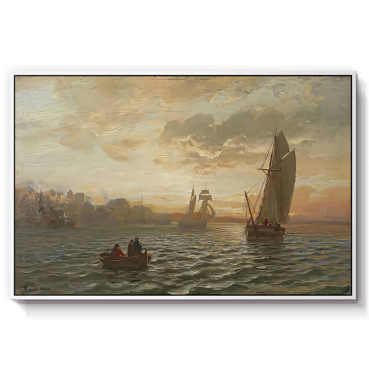 View from the Oslofjord, 1866 - Floater Framed Canvas Print