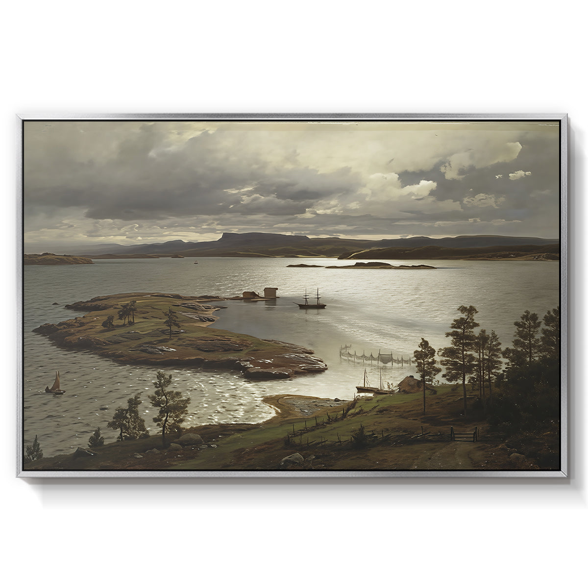 The Fjord at Sandviken (Sandviksfjorden), 1879 - Floater Framed Canvas Print