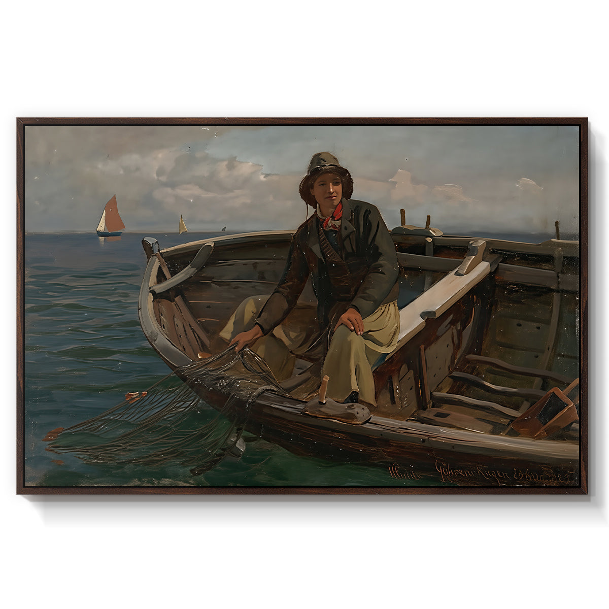 Fishermen from Rügen, 1882 - Floater Framed Canvas Print
