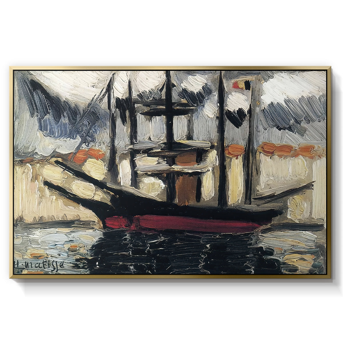 Two Boats Side by Side, Port of Marseilles, c. 1916 - Floater Framed Canvas Print