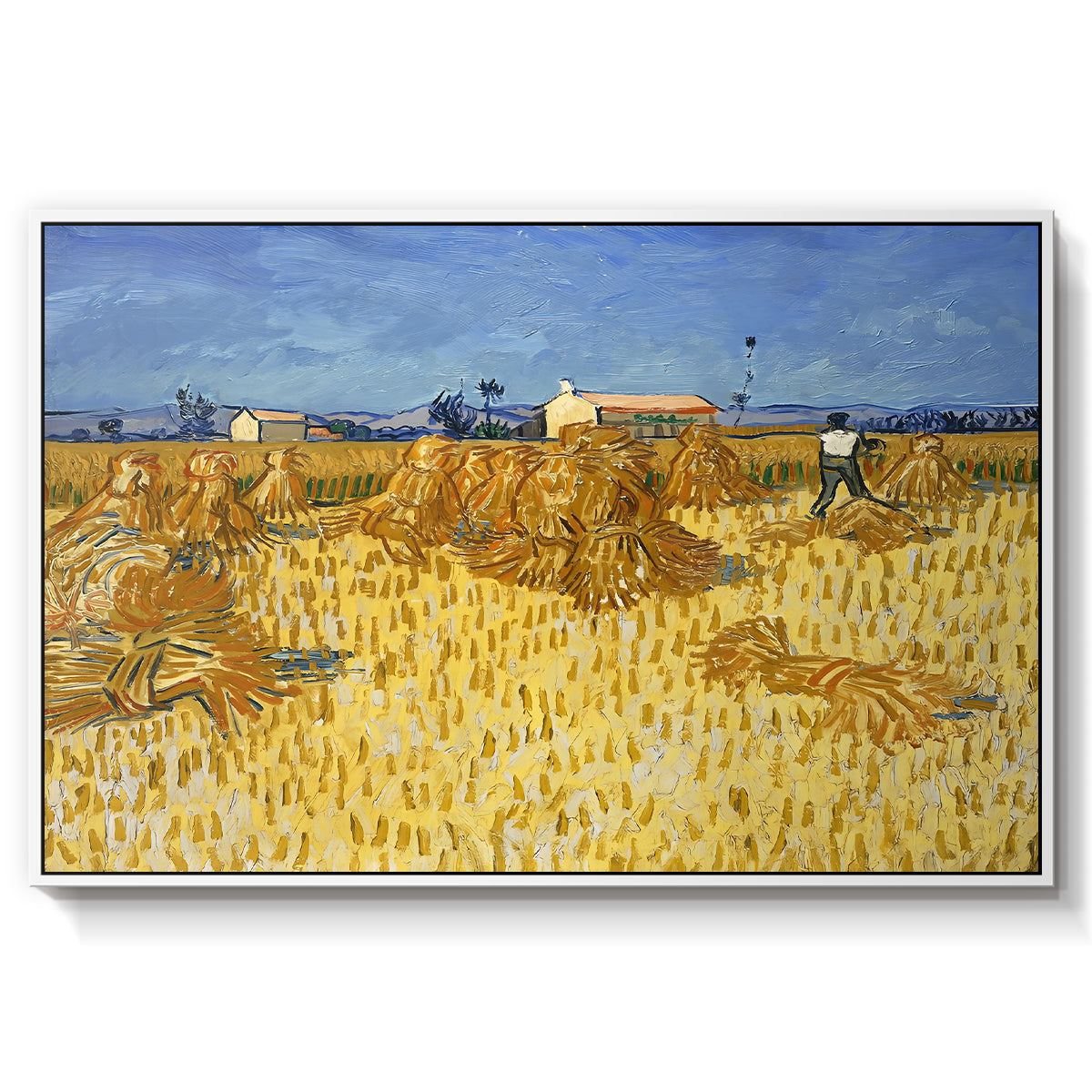 Wheat Field with Sheaves (Harvest in Provence), 1888 - Floater Framed Canvas Print